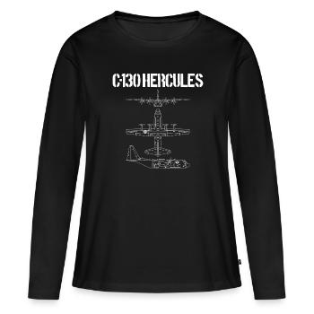 C-130 Hercules Gunship Schéma C1 - T-shirt manches longues Premium bio Femme - noir - Devant - Julia (174cm)