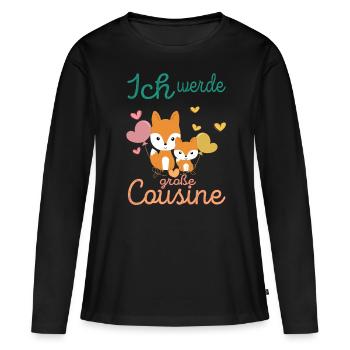 Cousine Ich werde große Cousine Fuchs - Frauen Premium Bio Langarmshirt - Schwarz - Vorne - Julia (174cm)