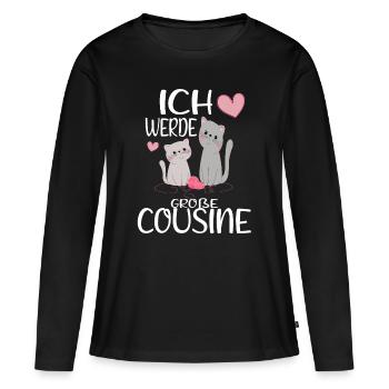 Cousine Ich werde große Cousine Geschenkidee - Frauen Premium Bio Langarmshirt - Schwarz - Vorne - Julia (174cm)