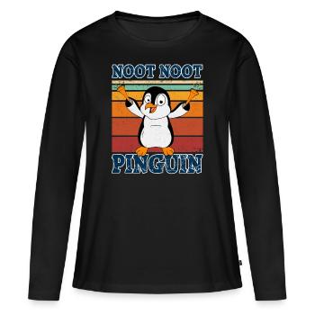 Noot Noot Madafakas Drôle de pingouin avec des klaxons - T-shirt manches longues Premium bio Femme - noir - Devant - Julia (174cm)