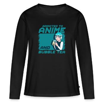 anime - T-shirt manches longues Premium bio Femme - noir - Devant - Julia (174cm)