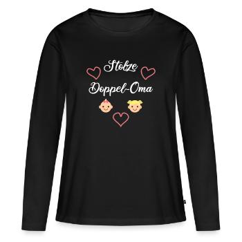 Stolze Doppel Oma Enkelkinder - Frauen Premium Bio Langarmshirt - Schwarz - Vorne - Julia (174cm)
