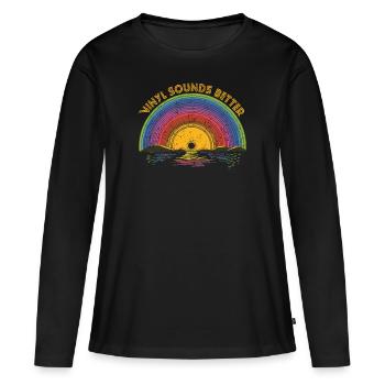 Disques vinyle LP disques de disques - T-shirt manches longues Premium bio Femme - noir - Devant - Julia (174cm)