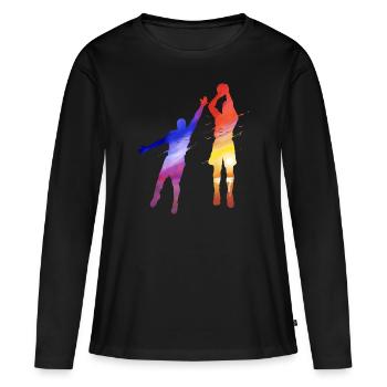 Basketball players at jump shot and defending - Women's Premium Organic Long Sleeve Shirt - black - Front - Julia (174cm)