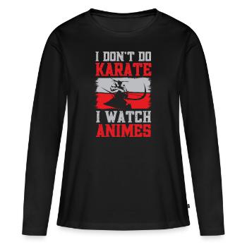 Anime Je regarde Anime - T-shirt manches longues Premium bio Femme - noir - Devant - Julia (174cm)