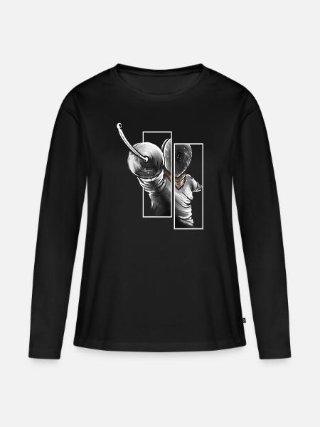 Fechter Von Der Front - Fechten - Frauen Premium Bio Langarmshirt - Schwarz