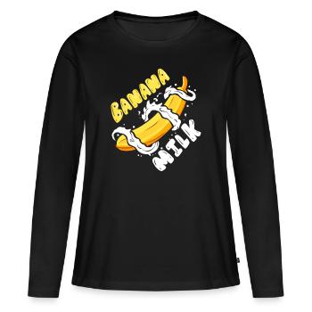 Ich liebe Bananenmilch Shake Milch und Banane - Frauen Premium Bio Langarmshirt - Schwarz - Vorne - Julia (174cm)