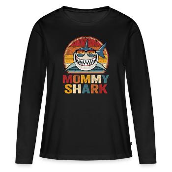 Maman Hai Lunettes de soleil Hai Maman Maman Maman Shark - T-shirt manches longues Premium bio Femme - noir - Devant - Julia (174cm)