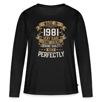1981 naissance anniversaire cadeau - T-shirt manches longues Premium bio Femme - noir - Devant - Julia (174cm)