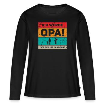 Schwangerschaft verkünden Opa Baby Werdender Opa - Frauen Premium Bio Langarmshirt - Schwarz - Vorne - Julia (174cm)
