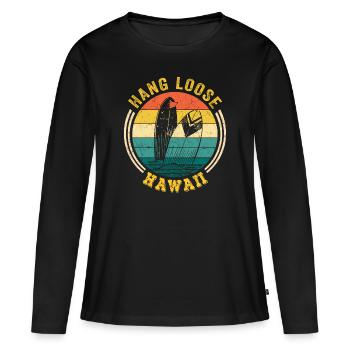 Hawaï Shirt Aloha Hang-Loose Surf Surf - T-shirt manches longues Premium bio Femme - noir - Devant - Julia (174cm)