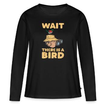 Vögel Beobachten Fernglas Vogel Abbildung - Frauen Premium Bio Langarmshirt - Schwarz - Vorne - Julia (174cm)