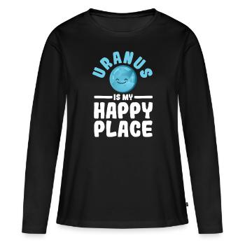 Uranus est mon endroit heureux - Uranus Planet Space - T-shirt manches longues Premium bio Femme - noir - Devant - Julia (174cm)