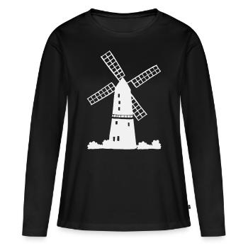Vacances au moulin à vent - T-shirt manches longues Premium bio Femme - noir - Devant - Julia (174cm)