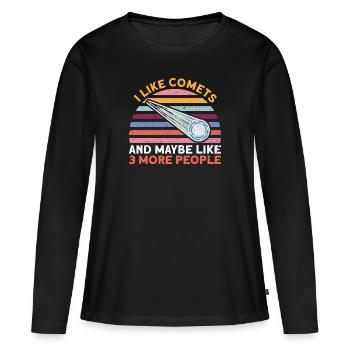 J’aime les comètes et peut-être comme 3 autres personnes - Comet - T-shirt manches longues Premium bio Femme - noir - Devant - Julia (174cm)