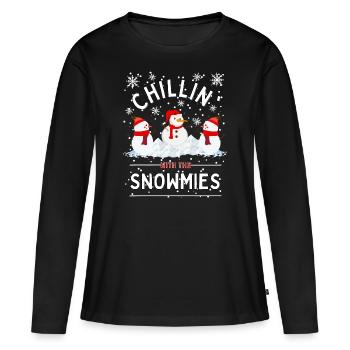 « Chillin With The Snowmmies » Bonhomme de neige d’hiver - T-shirt manches longues Premium bio Femme - noir - Devant - Julia (174cm)