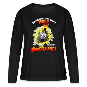 Manchmal geht´s nicht anders! Auch für Teenies - Frauen Premium Bio Langarmshirt - Schwarz - Vorne - Julia (174cm)
