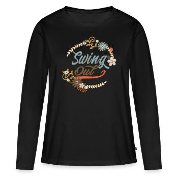 Lindy Hop Swing Out Swing Tanz - Frauen Premium Bio Langarmshirt - Schwarz - Vorne - Julia (174cm)