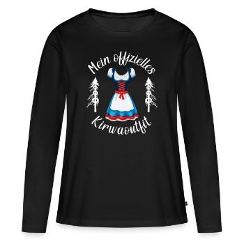 Mein offizielles Kirwaoutfit Dirndl - Frauen Premium Bio Langarmshirt - Schwarz - Vorne - Julia (174cm)