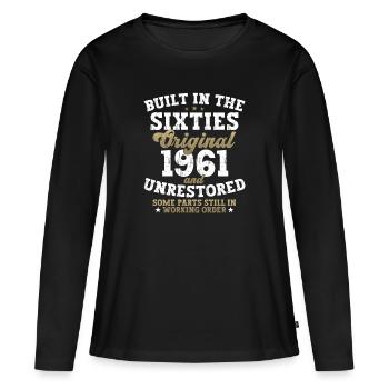 Built in the sixties 1961 61. Geburtstag Herren - Frauen Premium Bio Langarmshirt - Schwarz - Vorne - Julia (174cm)