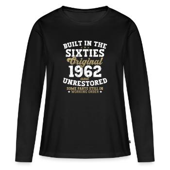 Built in the sixties 1962 60. Geburtstag Herren - Frauen Premium Bio Langarmshirt - Schwarz - Vorne - Julia (174cm)