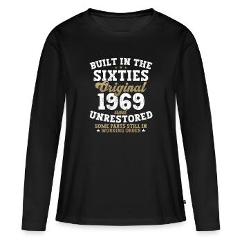Built in the sixties 1969 53. Geburtstag Herren - Frauen Premium Bio Langarmshirt - Schwarz - Vorne - Julia (174cm)
