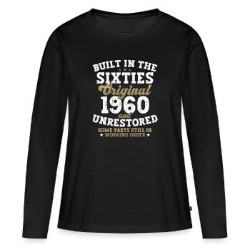 Built in the sixties 1960 62. Geburtstag Herren - Frauen Premium Bio Langarmshirt - Schwarz - Vorne - Julia (174cm)