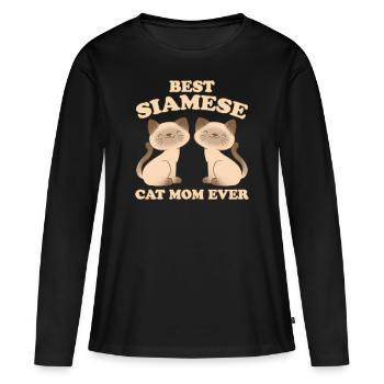 Siamese Spruch Katze Mama Lustige Siamese Geschenk - Frauen Premium Bio Langarmshirt - Schwarz - Vorne - Julia (174cm)