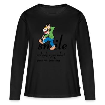 gimlach,lijpe pas de stress,pas de panique - T-shirt manches longues Premium bio Femme - noir - Devant - Julia (174cm)