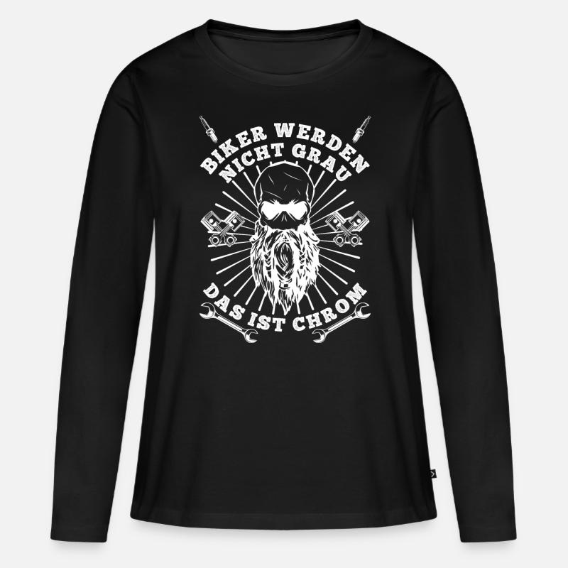 BIKER WERDEN NICHT GRAU DAS IST CHROM - Frauen Premium Bio Langarmshirt - Schwarz