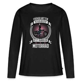 Motorrad Motorradfahrerin Bike Biker girl Bikerin - Frauen Premium Bio Langarmshirt - Schwarz - Vorne - Julia (174cm)