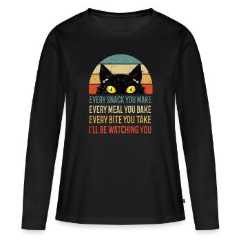 Chat Chaton Chats Chat Amant Chat Ami - T-shirt manches longues Premium bio Femme - noir - Devant - Julia (174cm)