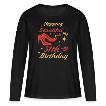 Cadeau de 31e anniversaire 31 ans Idée cadeau amusante - T-shirt manches longues Premium bio Femme - noir - Devant - Julia (174cm)