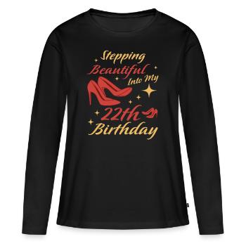 22ème cadeau d’anniversaire 22 ans Idée cadeau amusante - T-shirt manches longues Premium bio Femme - noir - Devant - Julia (174cm)