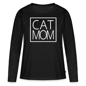 Cat Mom - Cool Cat Lover Mom Cat Besitzer Geschenk - Frauen Premium Bio Langarmshirt - Schwarz - Vorne - Julia (174cm)