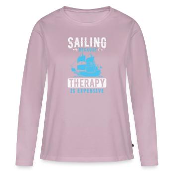 Naviguer parce que la thérapie coûte cher - T-shirt manches longues Premium bio Femme - rose poudré - Devant - Julia (174cm)
