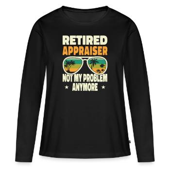 Hommes retraités Évaluateur à la retraite Pas mon problème - T-shirt manches longues Premium bio Femme - noir - Devant - Julia (174cm)