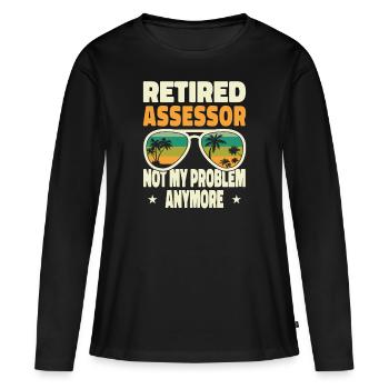Hommes retraités Évaluateur à la retraite Pas mon problème - T-shirt manches longues Premium bio Femme - noir - Devant - Julia (174cm)