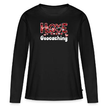 J'aime le géocaching Les filles géocaching - T-shirt manches longues Premium bio Femme - noir - Devant - Julia (174cm)