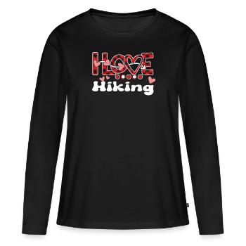 I Love Hiking Girls Hiking - Frauen Premium Bio Langarmshirt - Schwarz - Vorne - Julia (174cm)