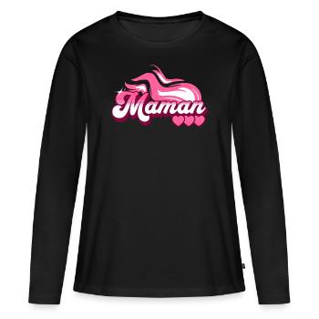Flamme Cadeau Meilleure Maman - T-shirt manches longues Premium bio Femme - noir - Devant - Julia (174cm)