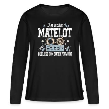 Matelot Super Pouvoir Militaire Marine Nationale - T-shirt manches longues Premium bio Femme - noir - Devant - Julia (174cm)