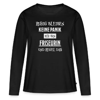 Friseurin Friseur Lustig Spruch Friseurin Geschenk - Frauen Premium Bio Langarmshirt - Schwarz - Vorne - Julia (174cm)