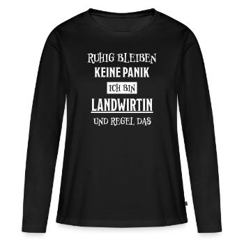 Landwirtin Witz Spruch Traktor Landwirtin Geschenk - Frauen Premium Bio Langarmshirt - Schwarz - Vorne - Julia (174cm)
