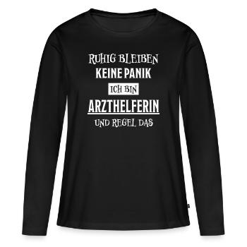 Arzthelferin Lustiger Spruch Arzthelferin Geschenk - Frauen Premium Bio Langarmshirt - Schwarz - Vorne - Julia (174cm)