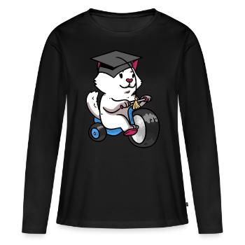 Cat Tricycle Riding Test Enfants Baby Riding - T-shirt manches longues Premium bio Femme - noir - Devant - Julia (174cm)