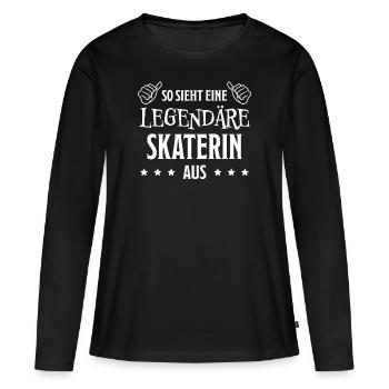 Skaterin Lustiger Spruch Skating Sprüche Geschenk - Frauen Premium Bio Langarmshirt - Schwarz - Vorne - Julia (174cm)