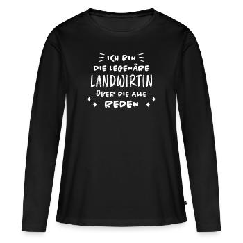 Landwirtin Witz Spruch Traktor Landwirtin Geschenk - Frauen Premium Bio Langarmshirt - Schwarz - Vorne - Julia (174cm)