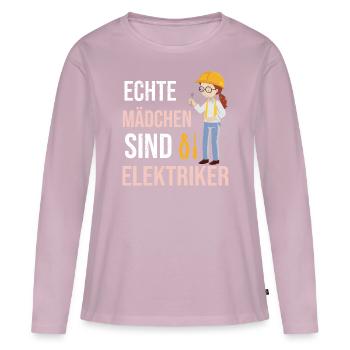 ECHTE MÄDCHEN SIND ELEKTRIKER - Frauen Premium Bio Langarmshirt - Altrosa - Vorne - Julia (174cm)