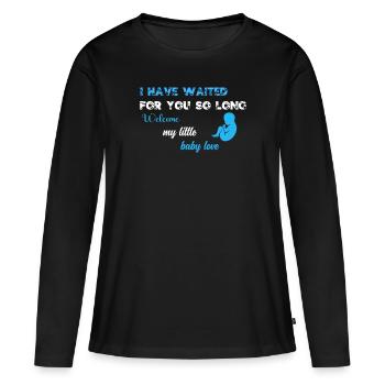 Je t'ai tant attendu BLU BLK - T-shirt manches longues Premium bio Femme - noir - Devant - Julia (174cm)